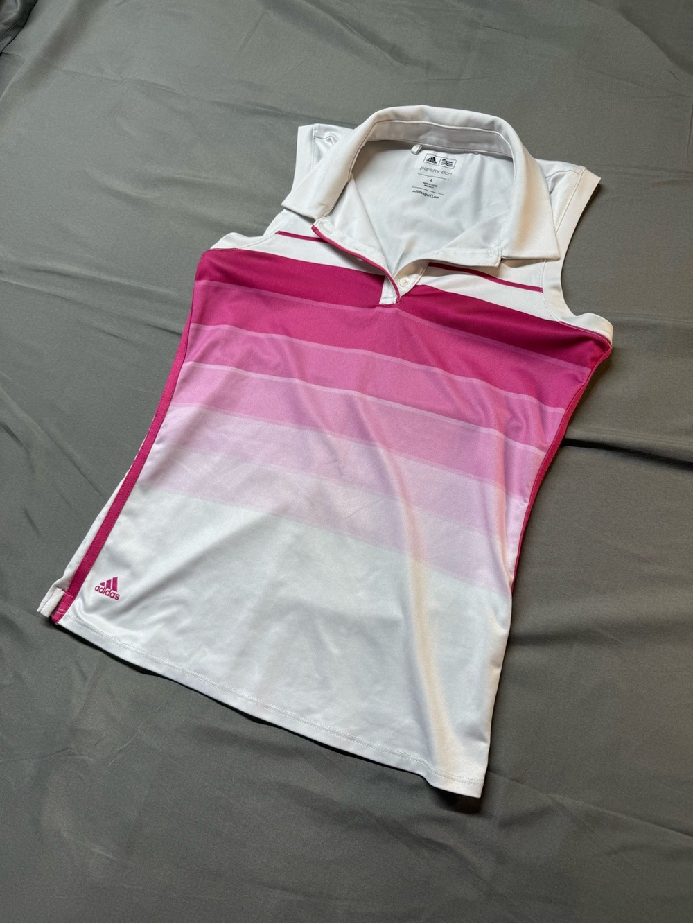 Adidas Women’s Pink & White Gradient Sleeveless Polo Top